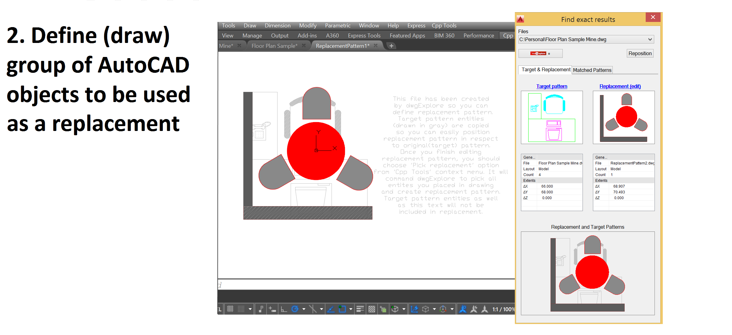 Define(draw) objects to be used a replacement.