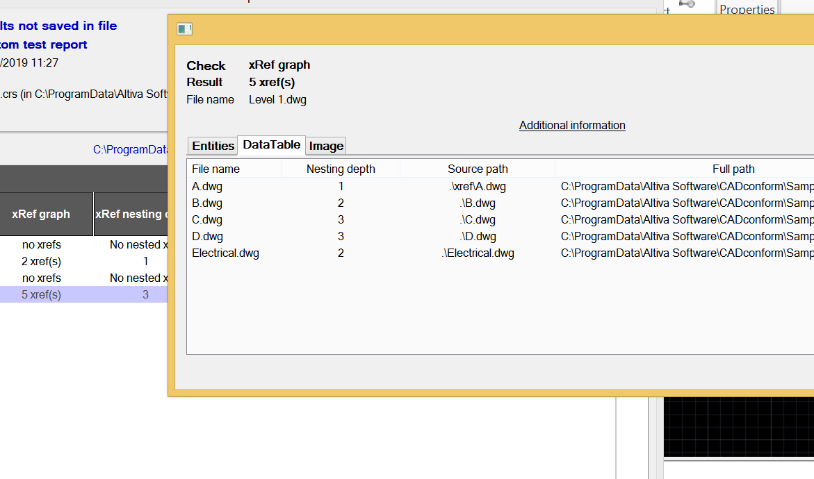 Report output for batch of drawing files - List of xref files